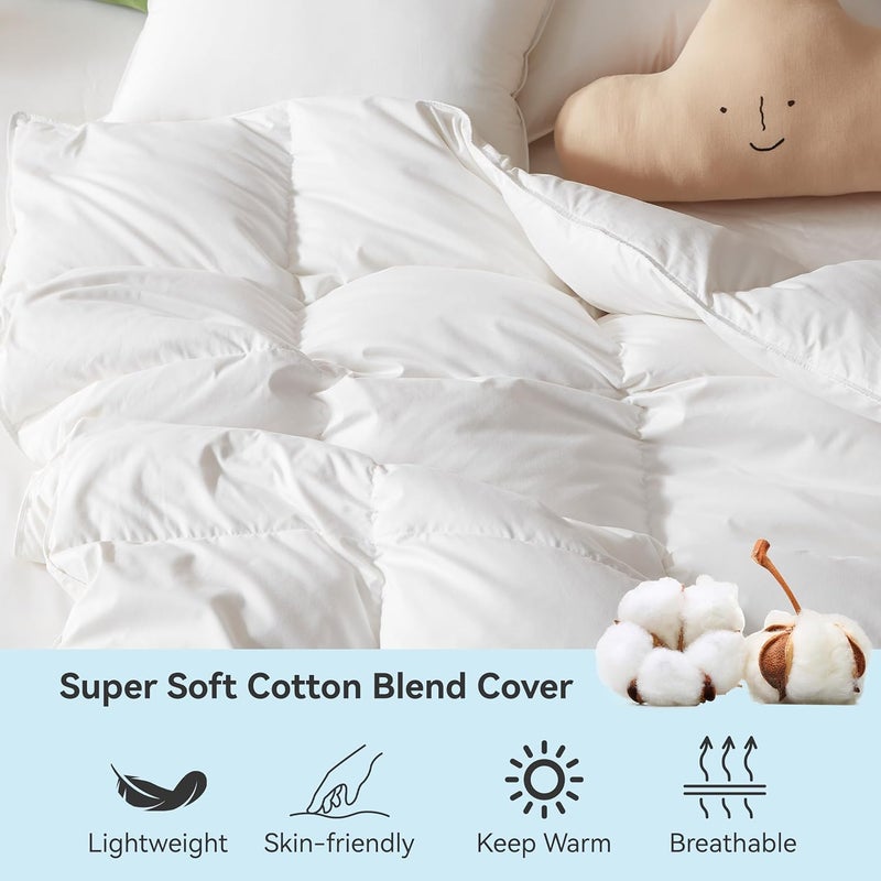 Three Geese Lightweight Toddler Comforter, All Season Down Blanket for Kids, 45x60 Inch White Duvet Insert with Soft Cotton Blend Fabric - Image 3